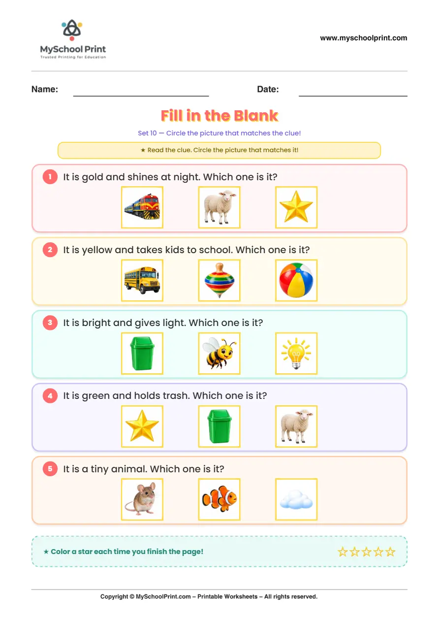 Simple English Reading Worksheet 128 for Kindergarten
