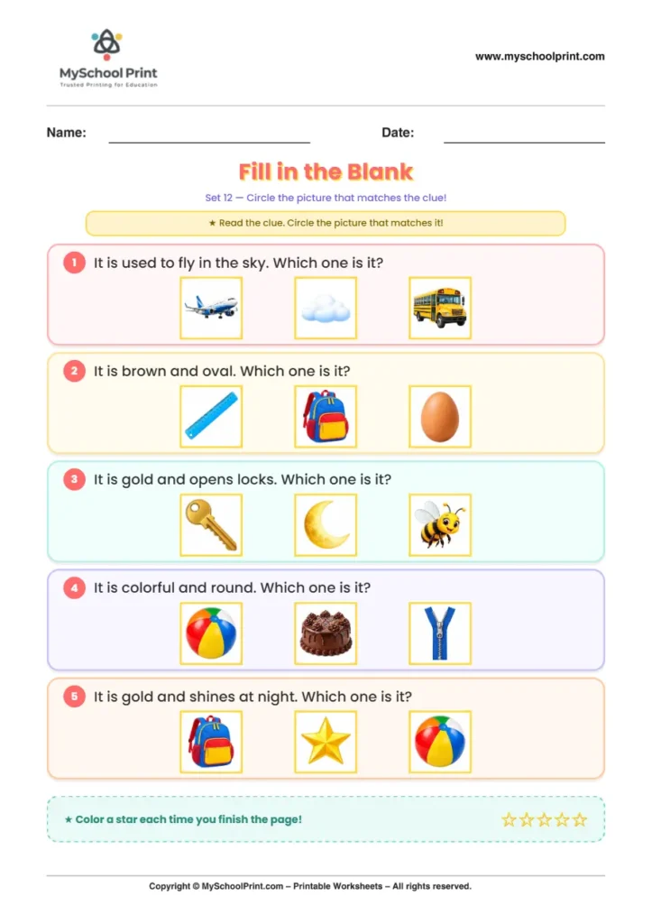 Simple English Reading Worksheet 130 for Kindergarten