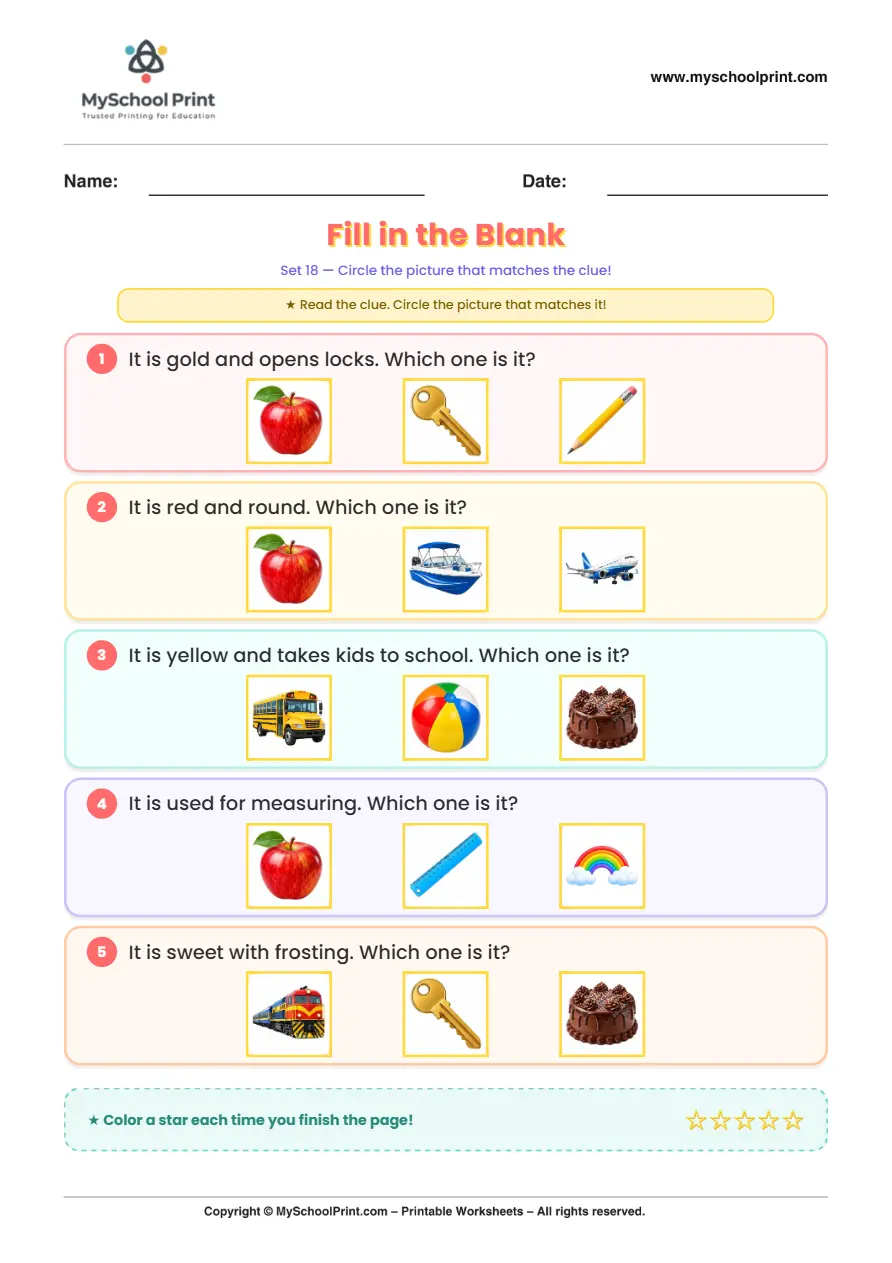 Simple English Reading Worksheet 132 for Kindergarten