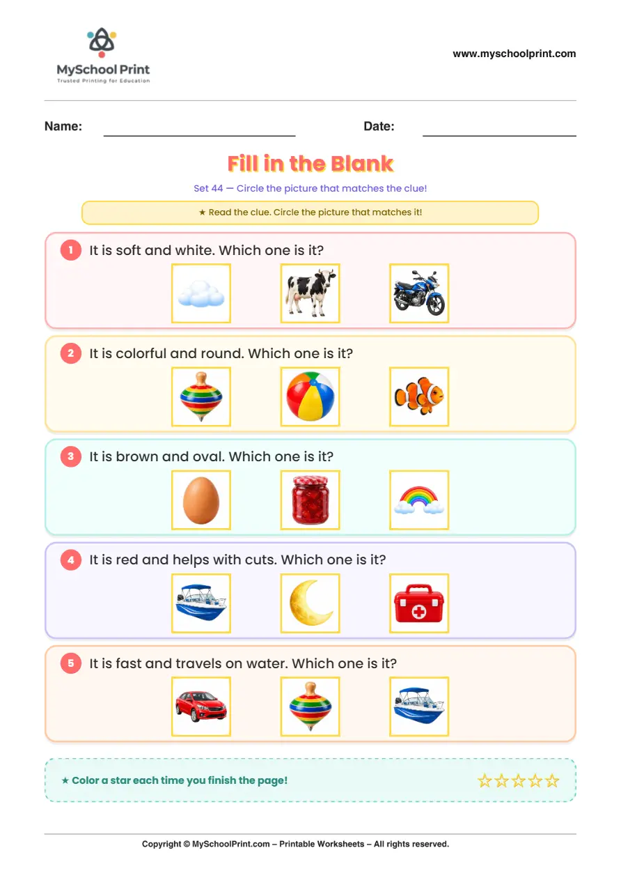 Simple English Reading Worksheet 140 for Kindergarten