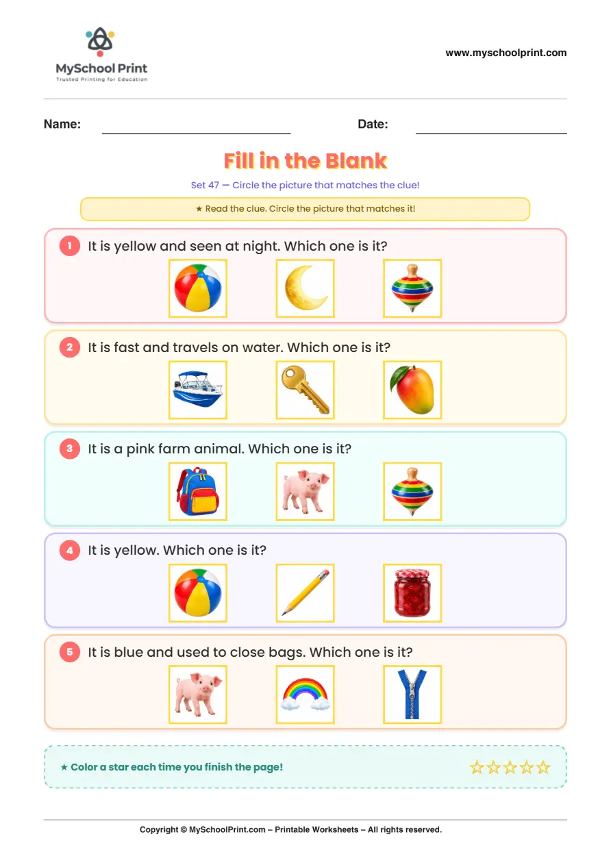 Simple English Reading Worksheet 142 for Kindergarten