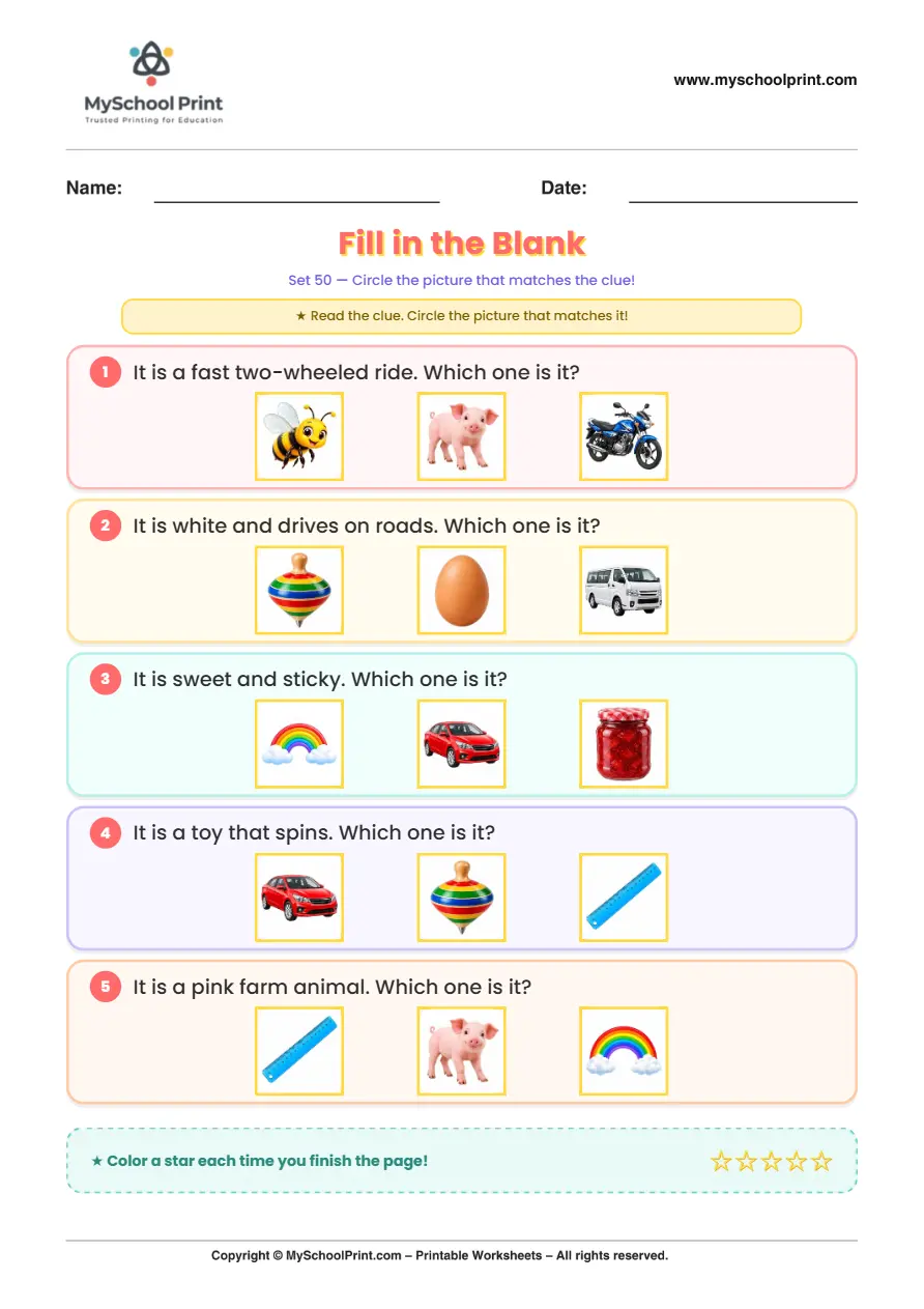 Simple English Reading Worksheet 144 for Kindergarten