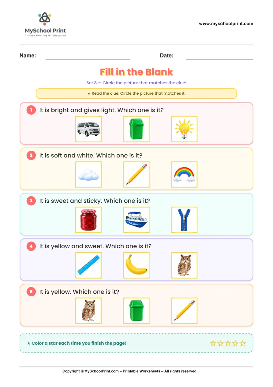 Simple English Reading Worksheet 147 for Kindergarten