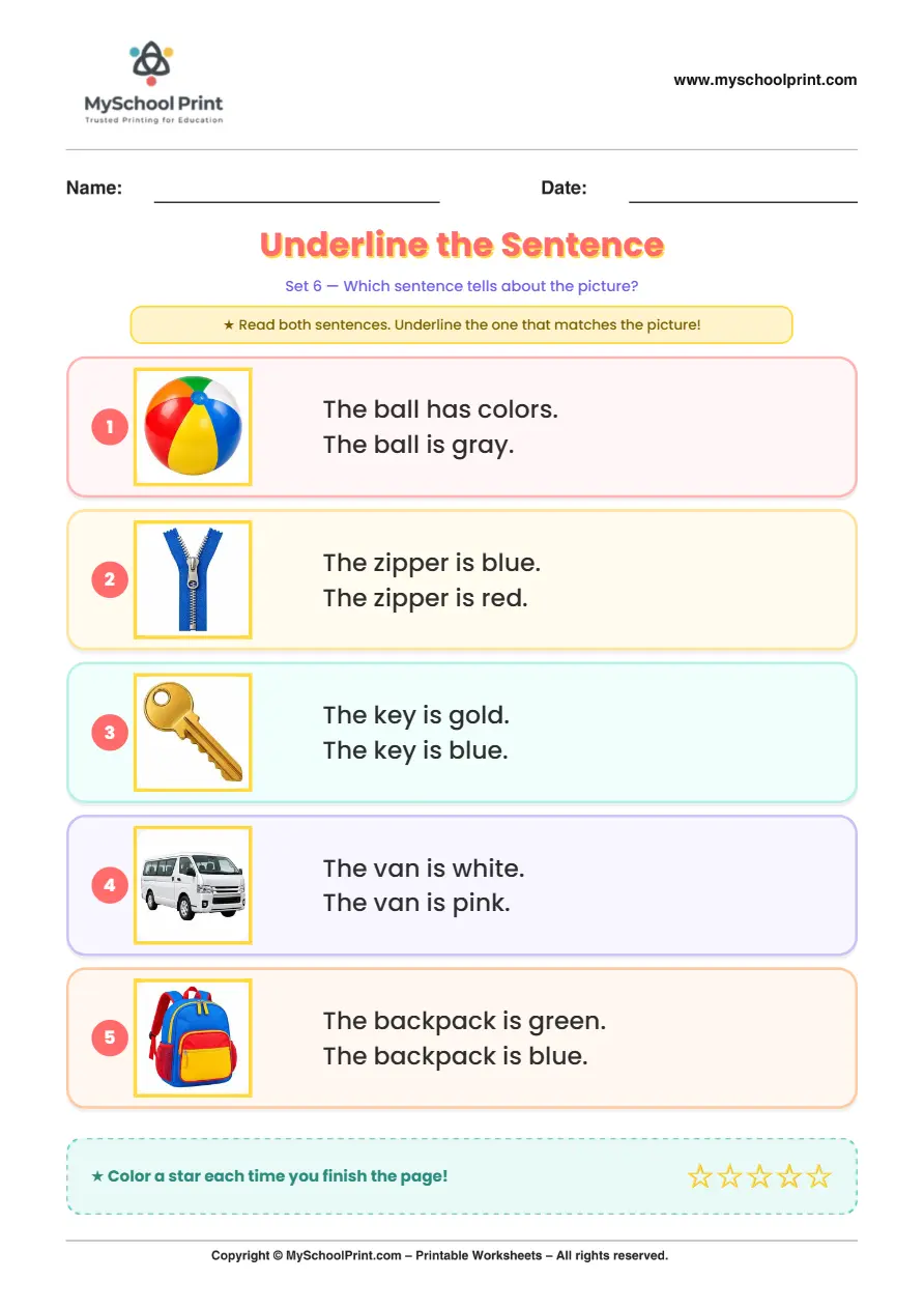 Simple English Reading Worksheet 154 for Kindergarten