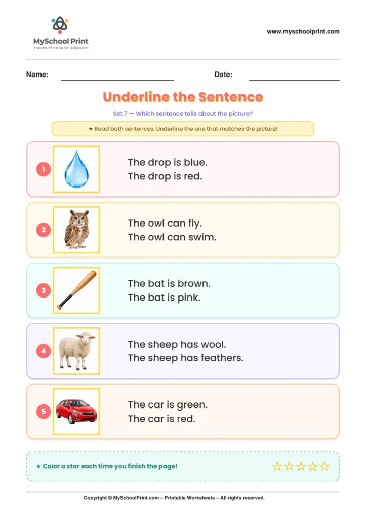 Simple English Reading Worksheet 155 for Kindergarten