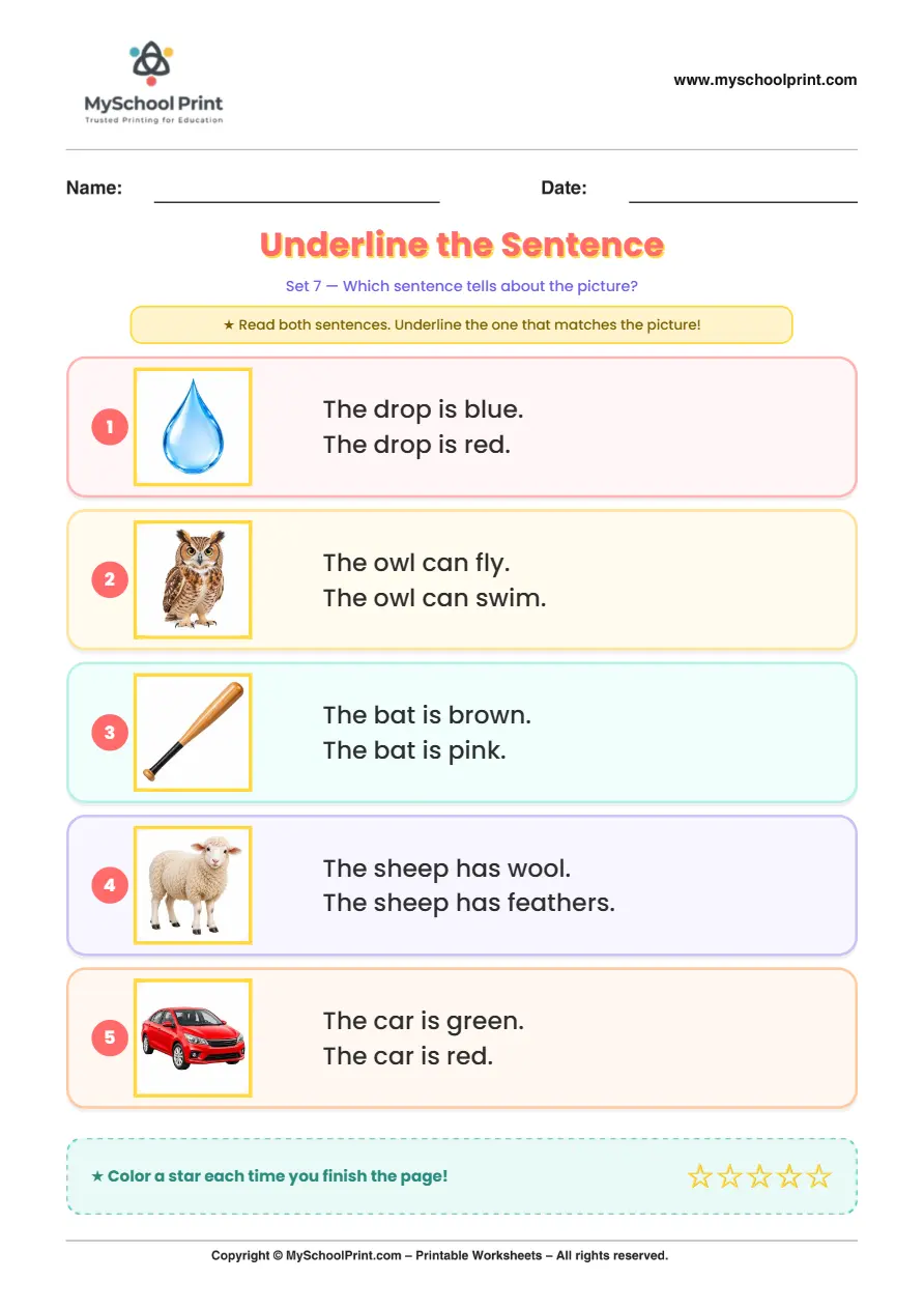 Simple English Reading Worksheet 155 for Kindergarten