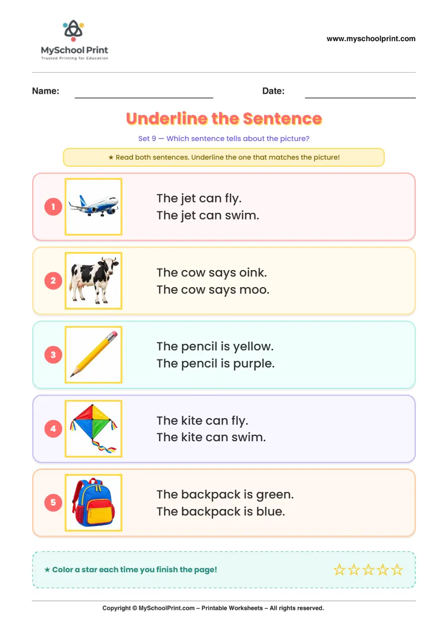 Simple English Reading Worksheet 157 for Kindergarten