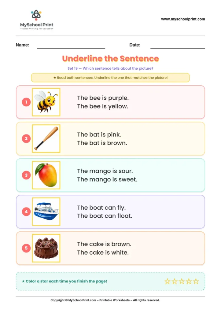 Simple English Reading Worksheet 166 for Kindergarten