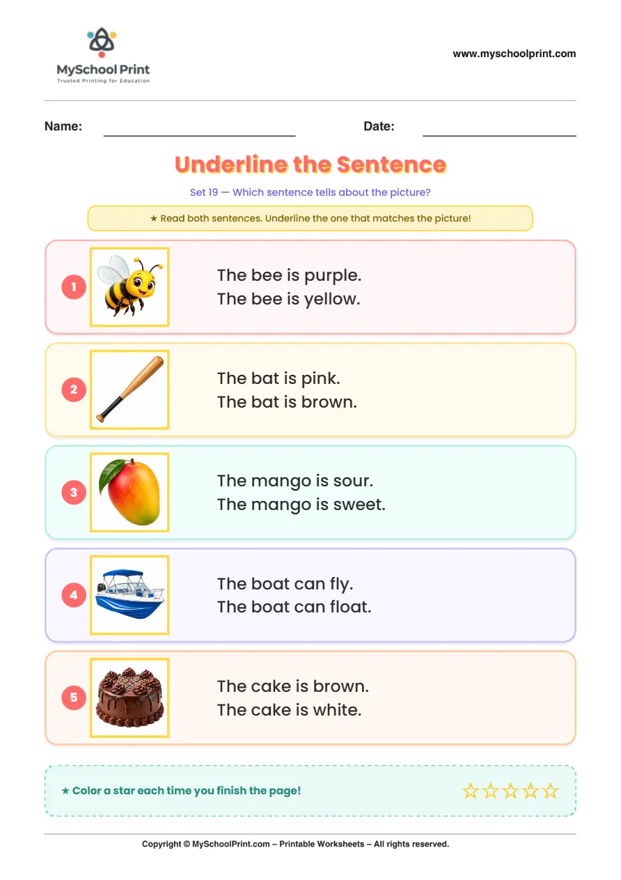 Simple English Reading Worksheet 166 for Kindergarten
