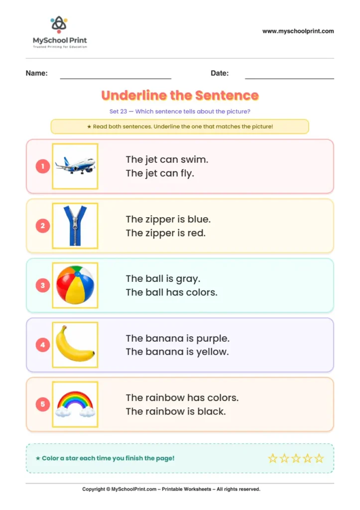 Simple English Reading Worksheet 169 for Kindergarten