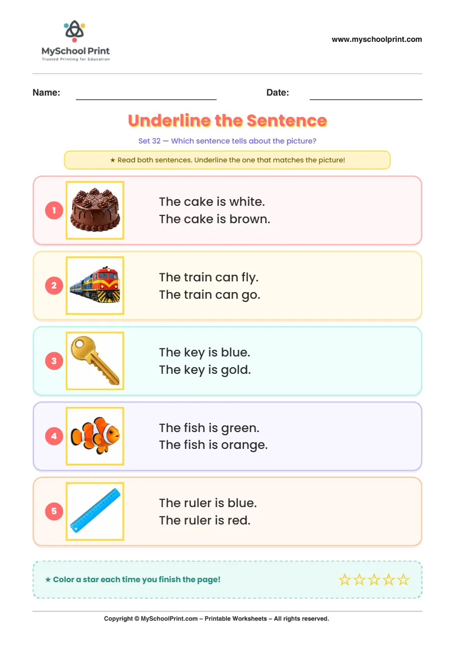 Simple English Reading Worksheet 178 for Kindergarten