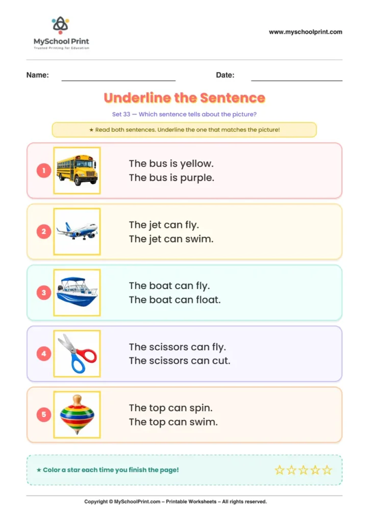 Simple English Reading Worksheet 179 for Kindergarten