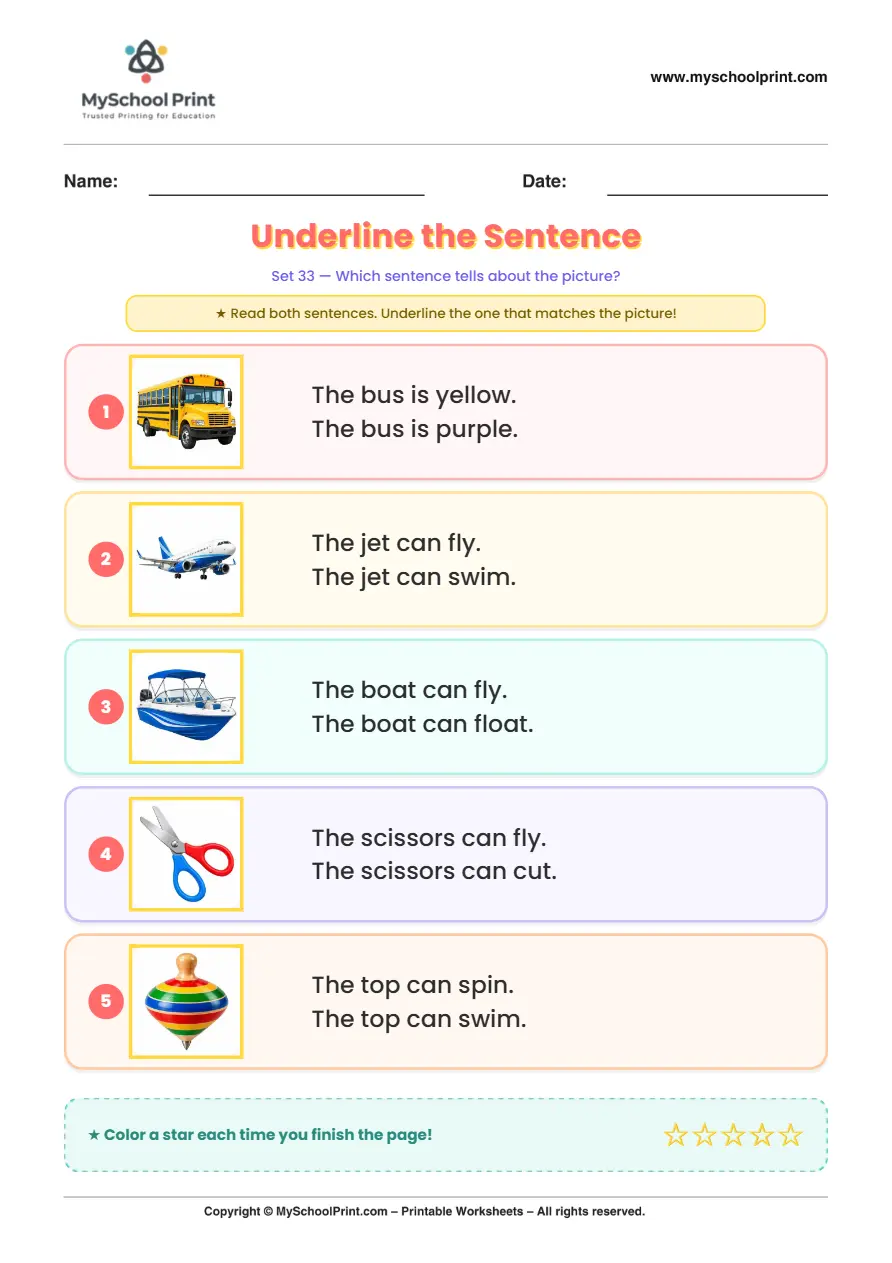 Simple English Reading Worksheet 179 for Kindergarten