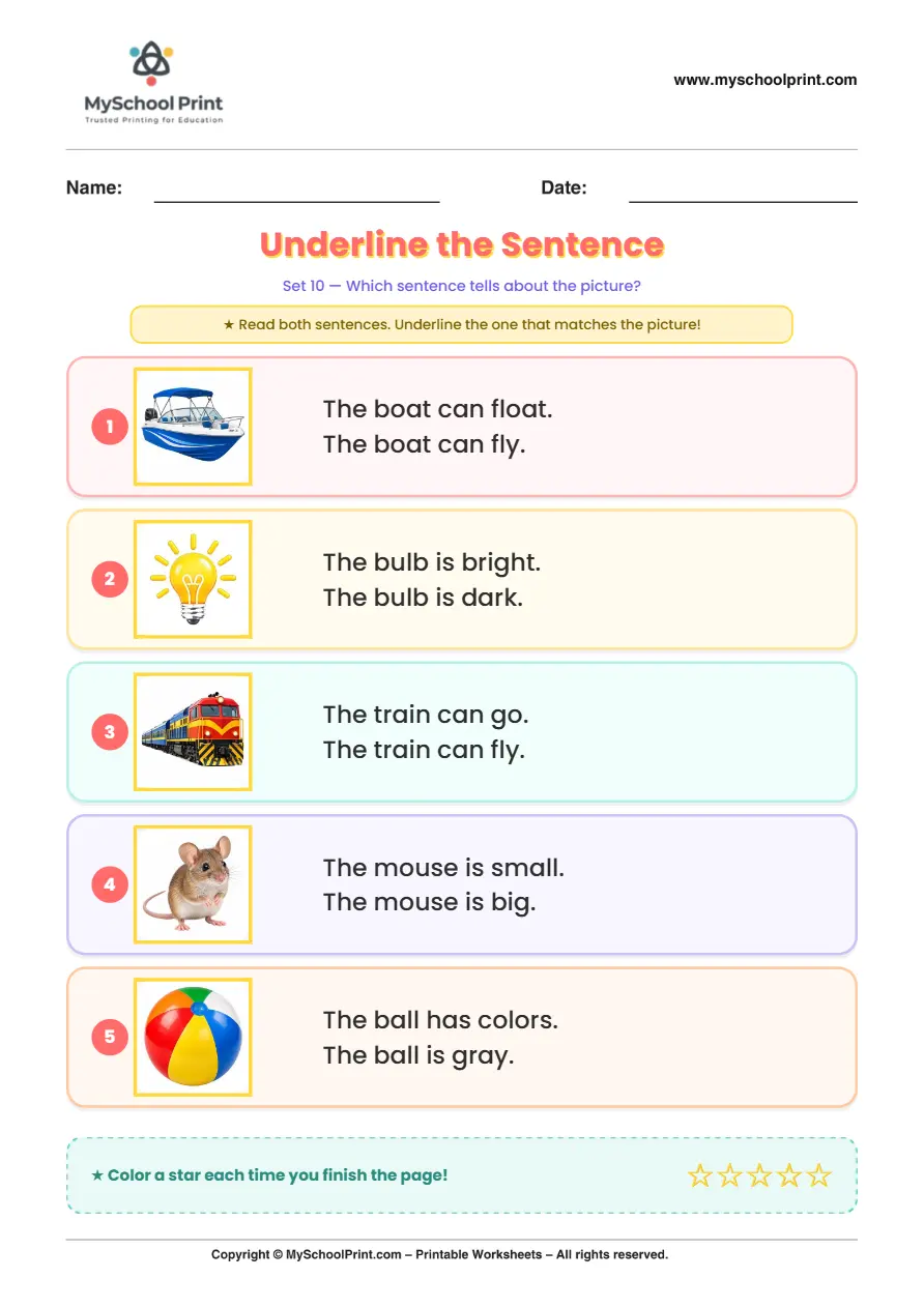 Simple English Reading Worksheet 200 for Kindergarten