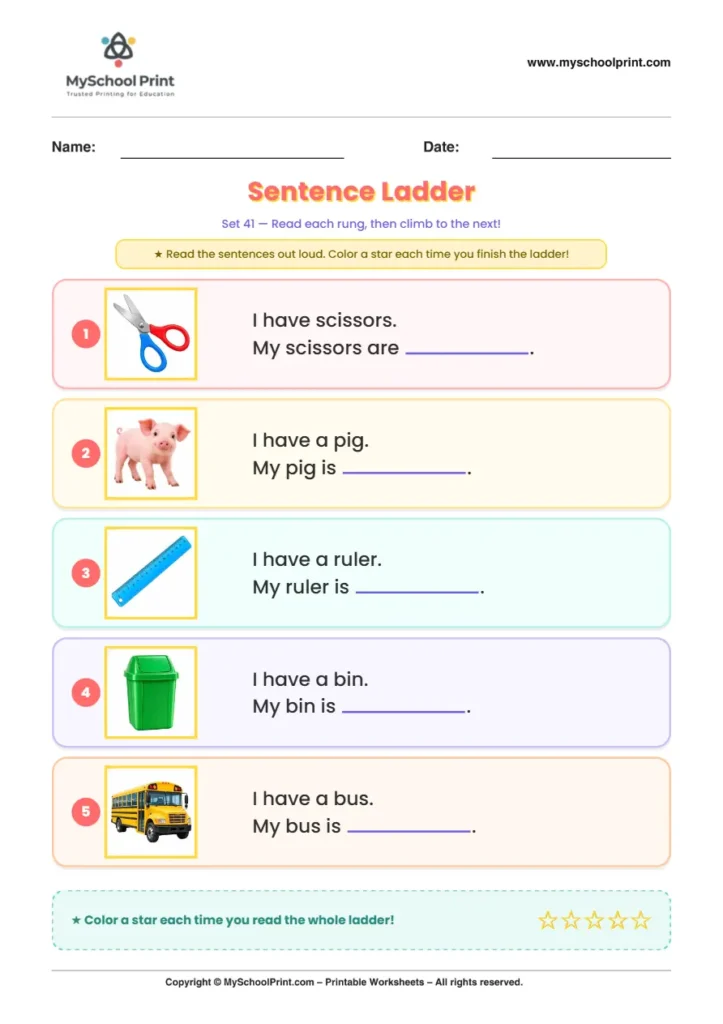 Simple English Reading Worksheet 208 for Kindergarten