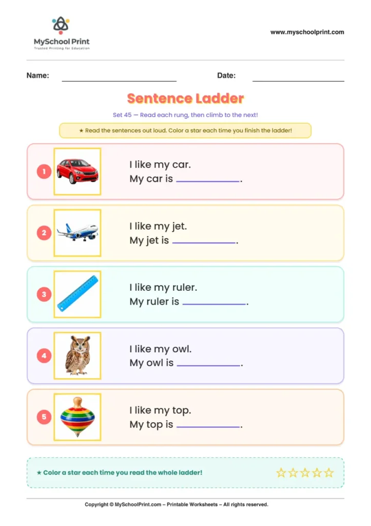 Simple English Reading Worksheet 209 for Kindergarten