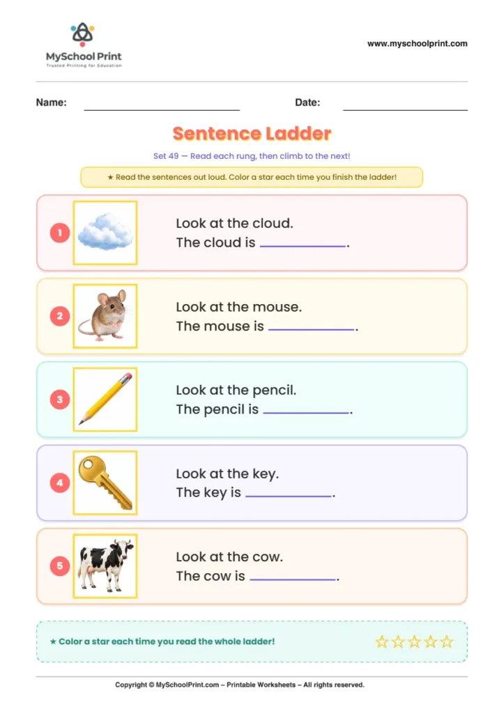 Simple English Reading Worksheet 211 for Kindergarten