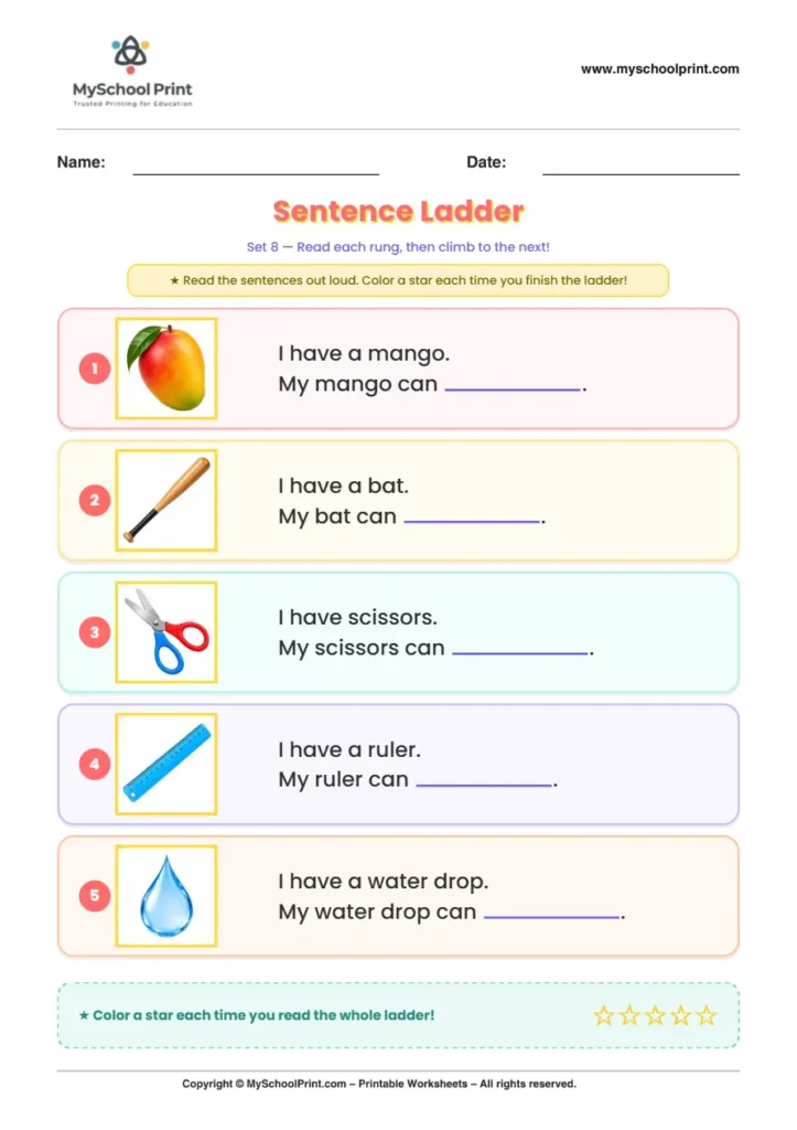 Simple English Reading Worksheet 212 for Kindergarten