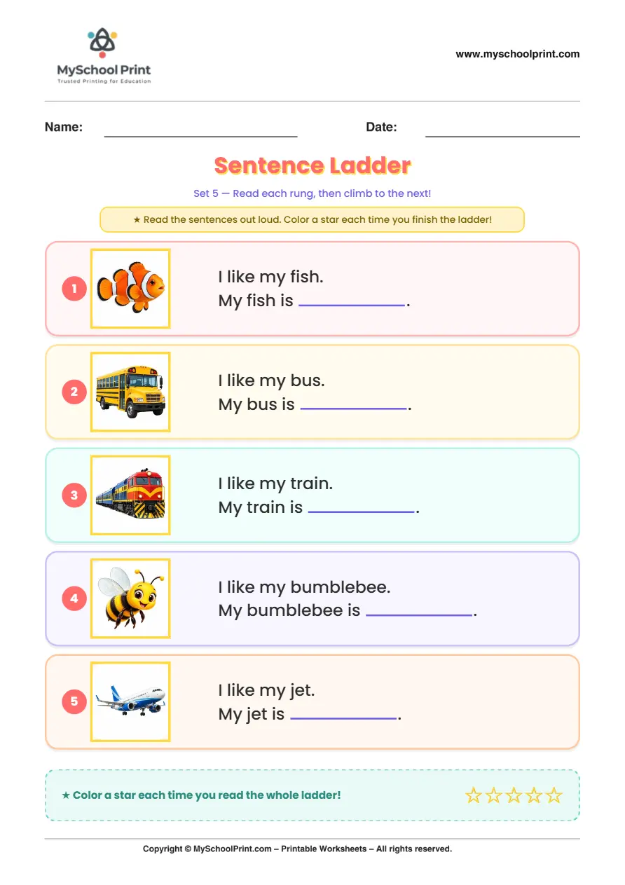 Simple English Reading Worksheet 213 for Kindergarten