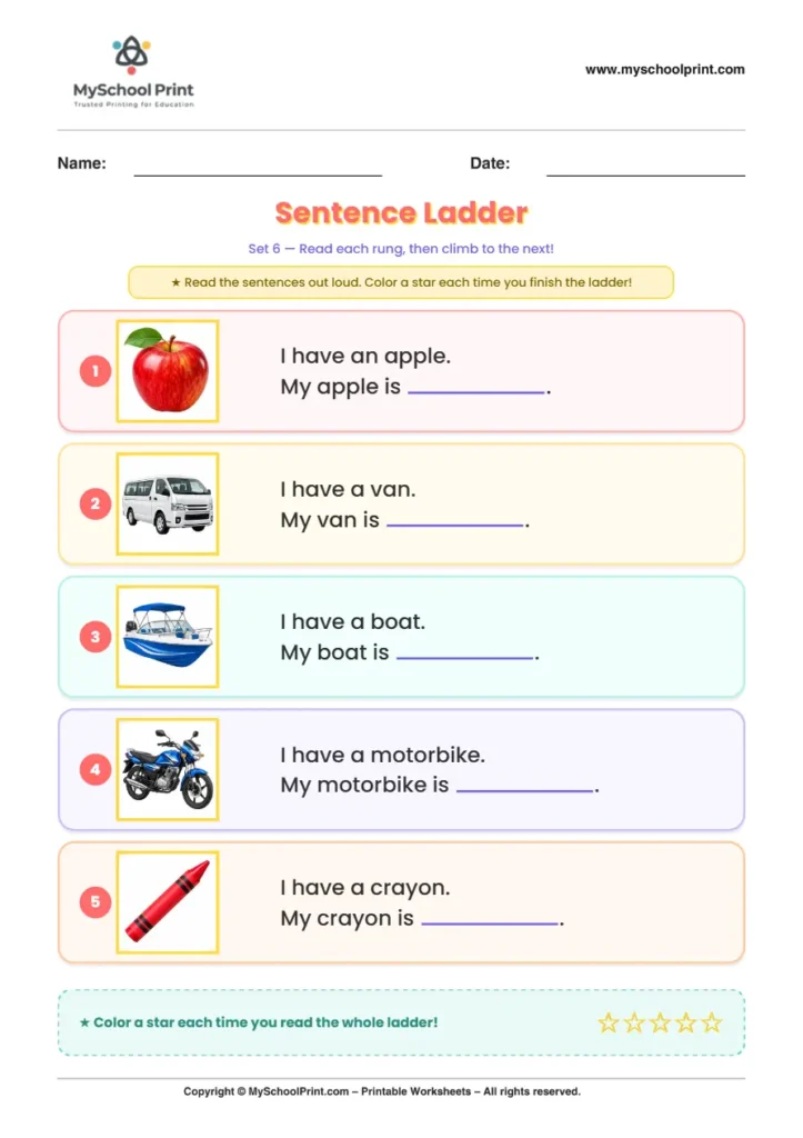 Simple English Reading Worksheet 214 for Kindergarten