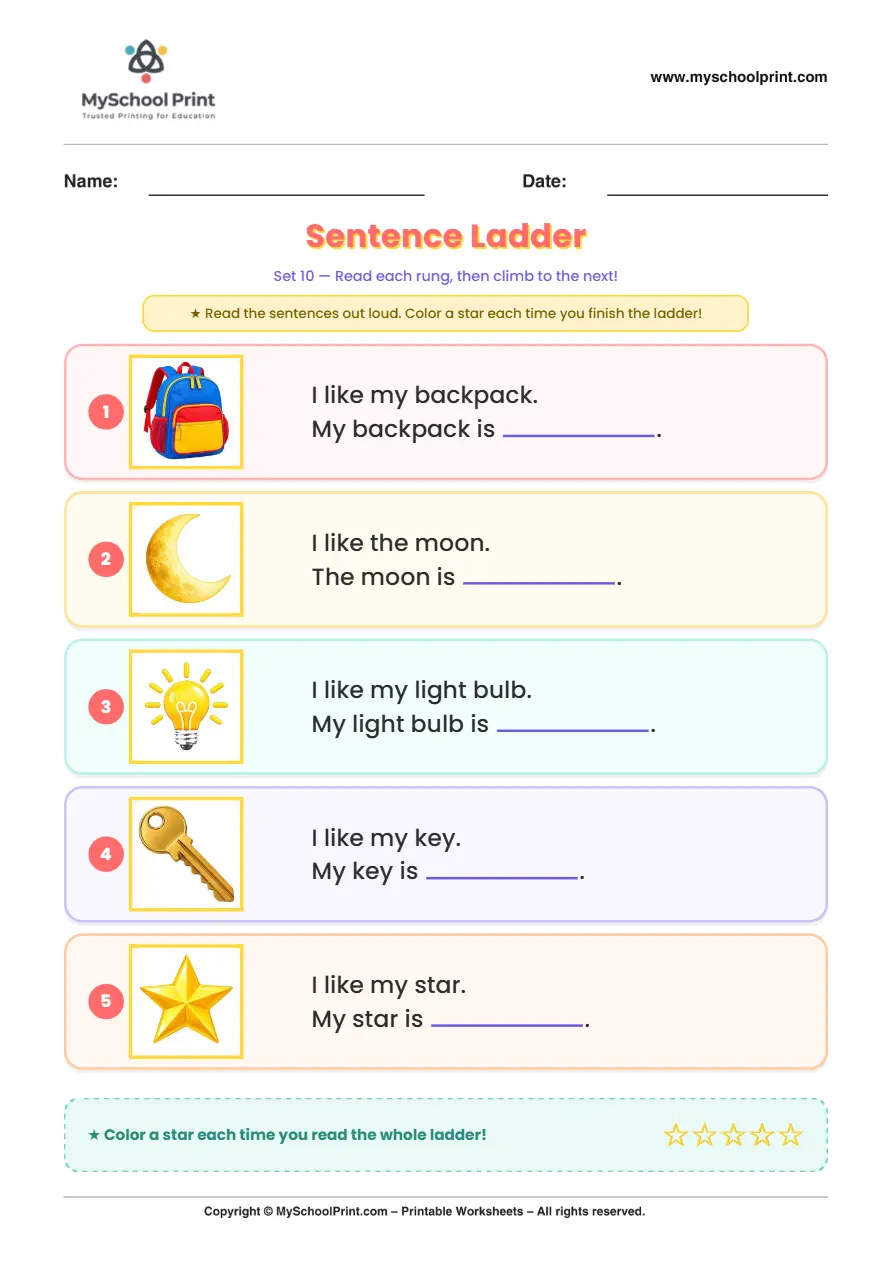 Simple English Reading Worksheet 216 for Kindergarten