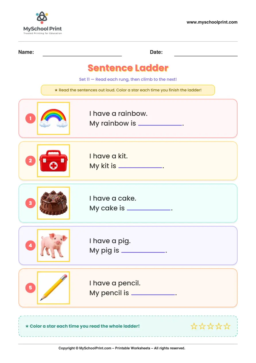 Simple English Reading Worksheet 217 for Kindergarten
