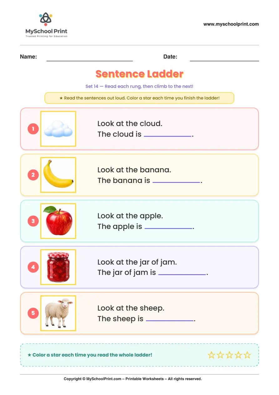 Simple English Reading Worksheet 218 for Kindergarten