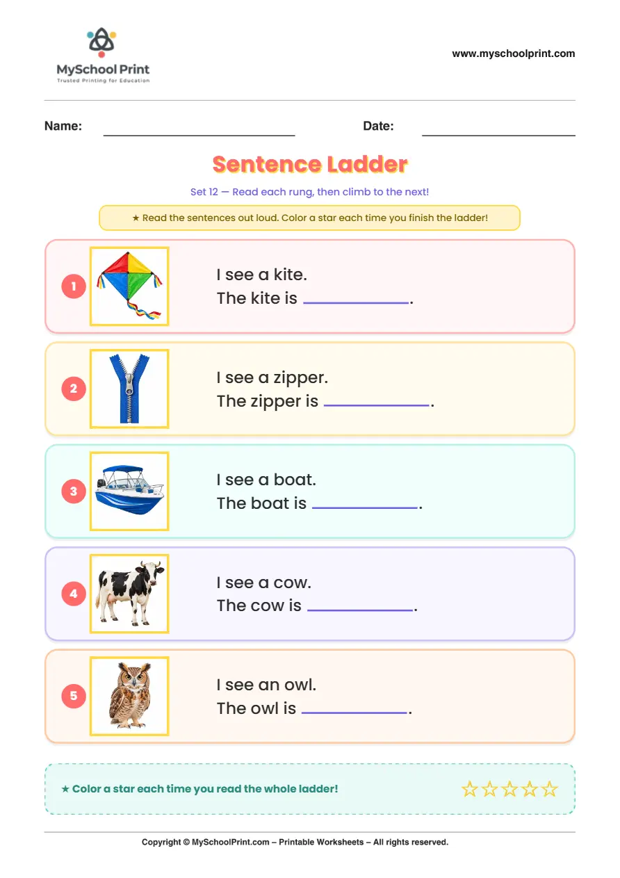 Simple English Reading Worksheet 223 for Kindergarten