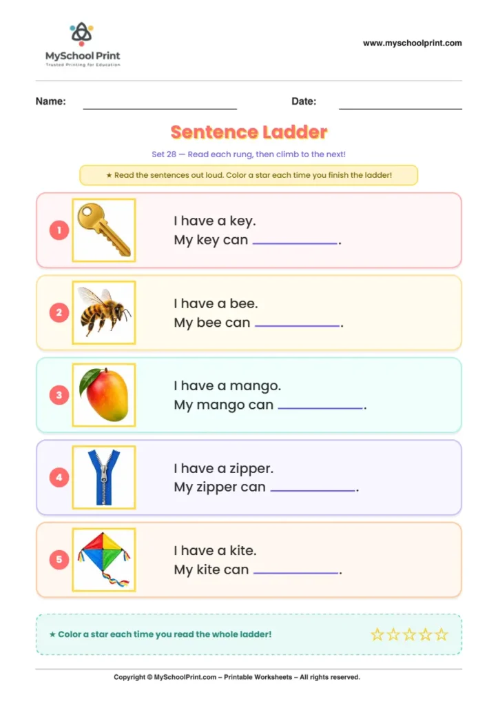 Simple English Reading Worksheet 228 for Kindergarten