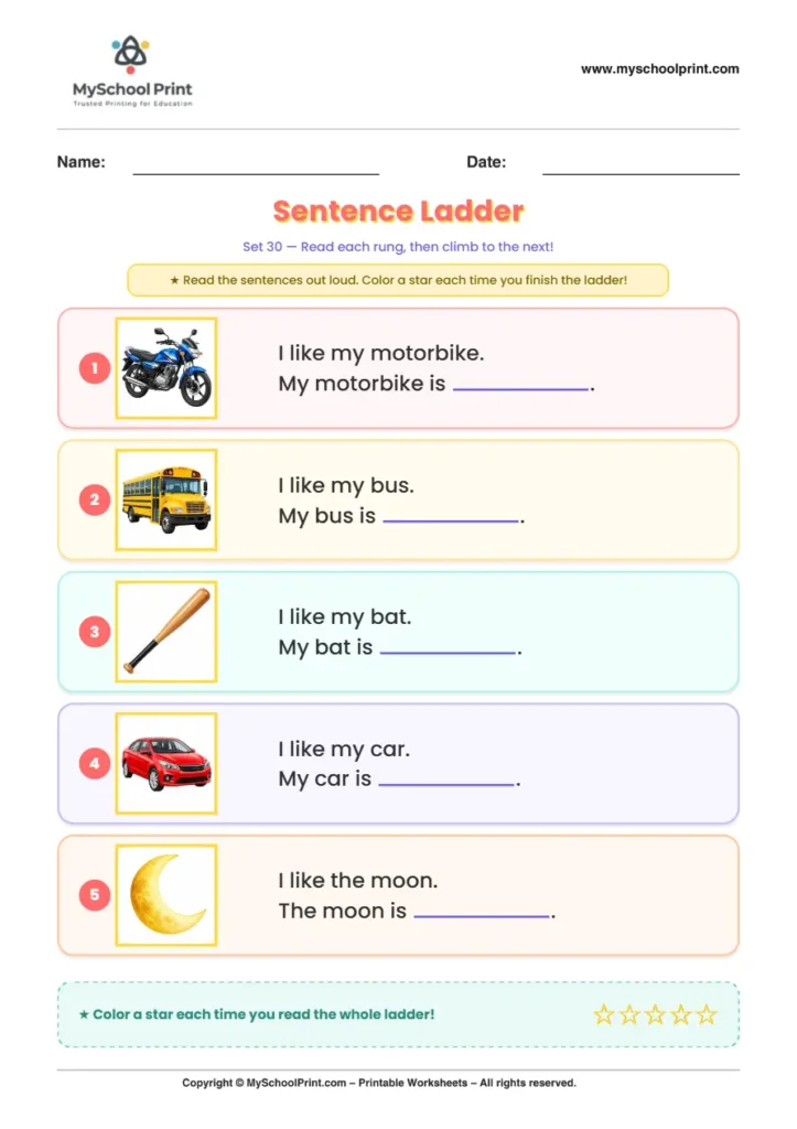 Simple English Reading Worksheet 230 for Kindergarten