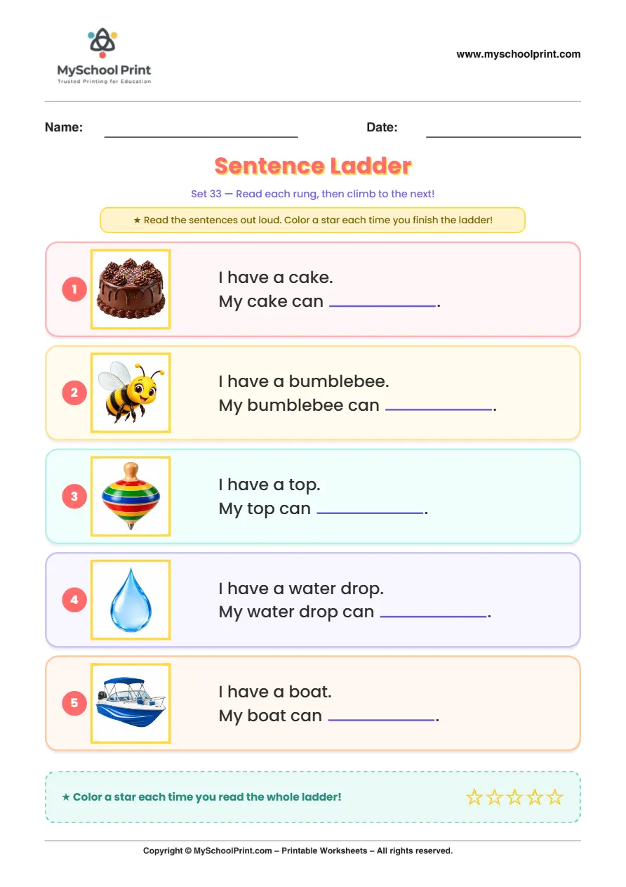 Simple English Reading Worksheet 231 for Kindergarten