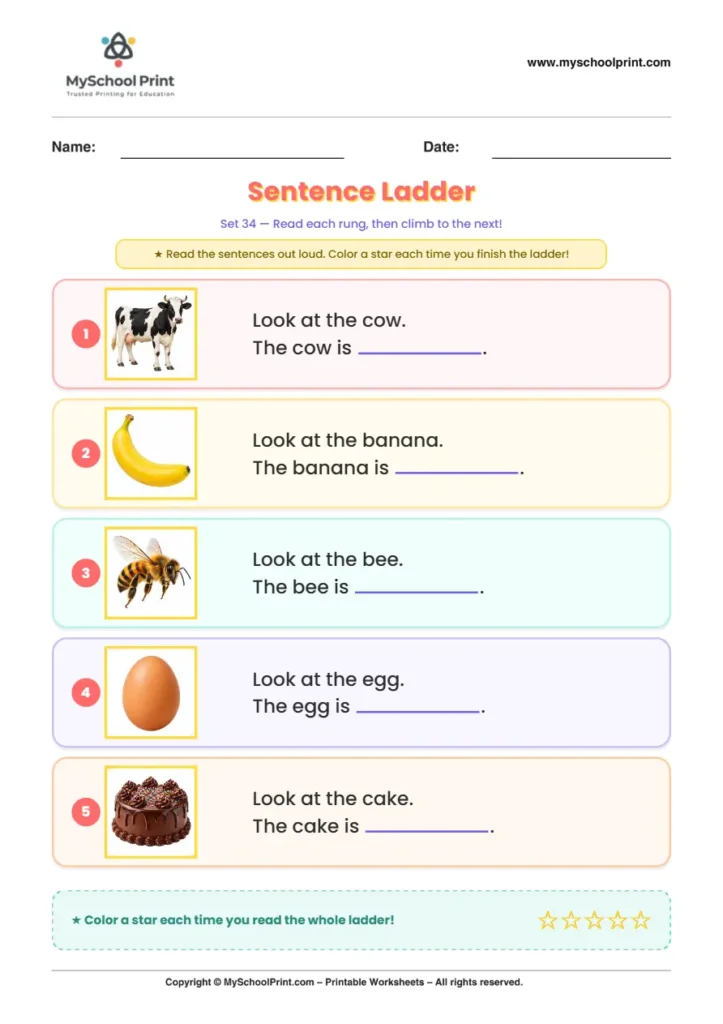 Simple English Reading Worksheet 232 for Kindergarten