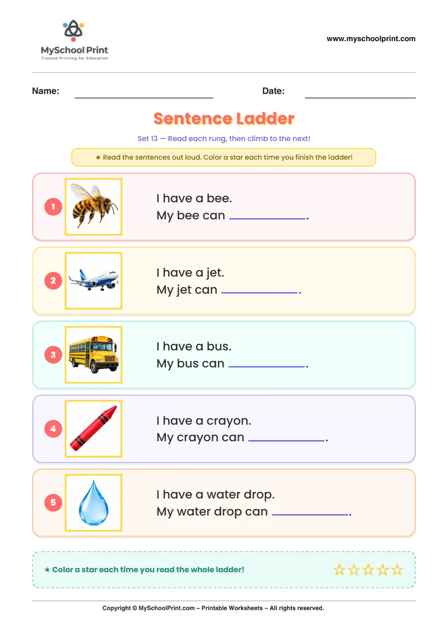 Simple English Reading Worksheet 234 for Kindergarten