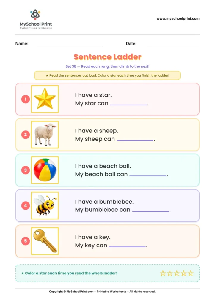 Simple English Reading Worksheet 235 for Kindergarten