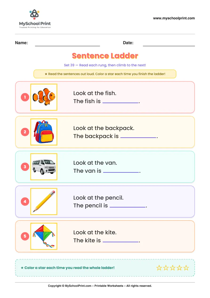 Simple English Reading Worksheet 236 for Kindergarten