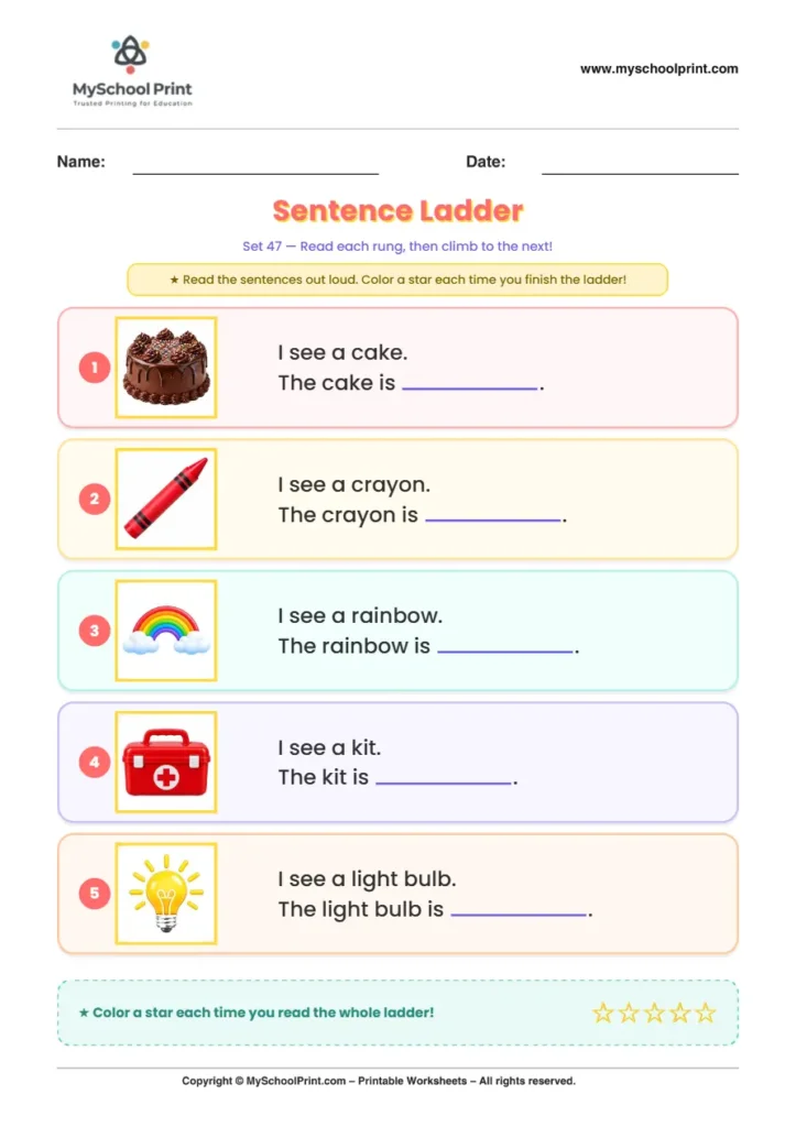 Simple English Reading Worksheet 242 for Kindergarten