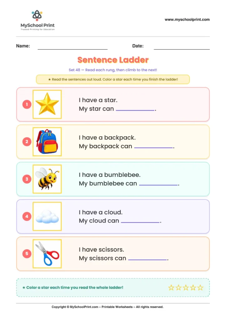 Simple English Reading Worksheet 243 for Kindergarten