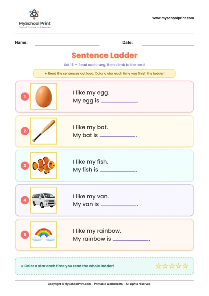 Simple English Reading Worksheet 245 for Kindergarten