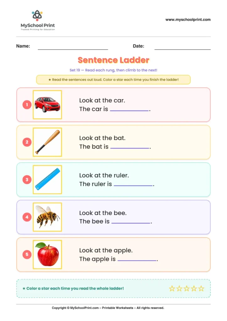 Simple English Reading Worksheet 246 for Kindergarten