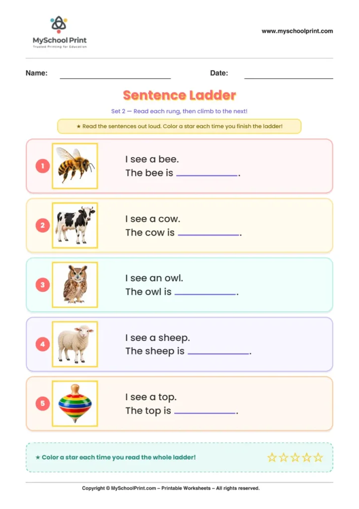 Simple English Reading Worksheet 249 for Kindergarten