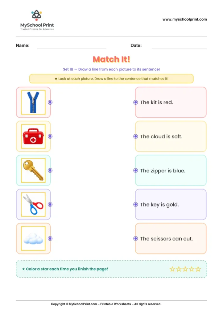 Simple English Reading Worksheet 59 for Kindergarten