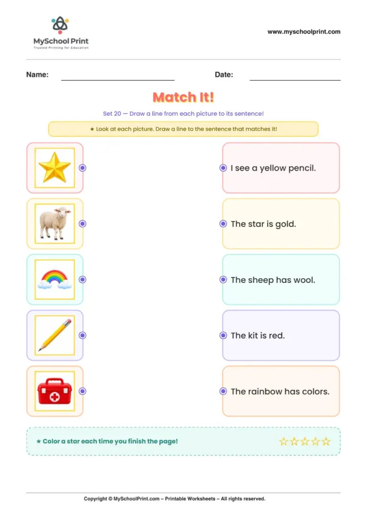Simple English Reading Worksheet 61 for Kindergarten
