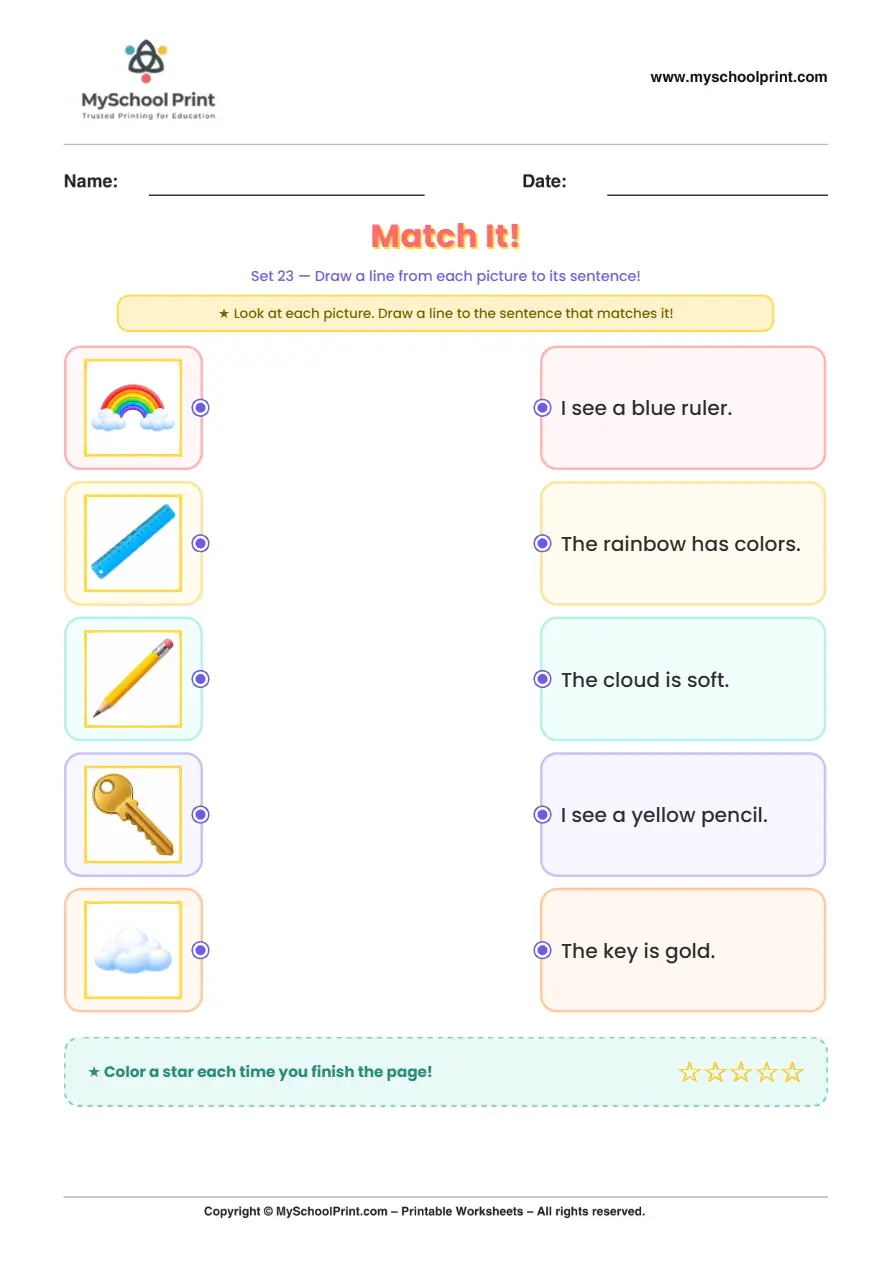 Simple English Reading Worksheet 65 for Kindergarten
