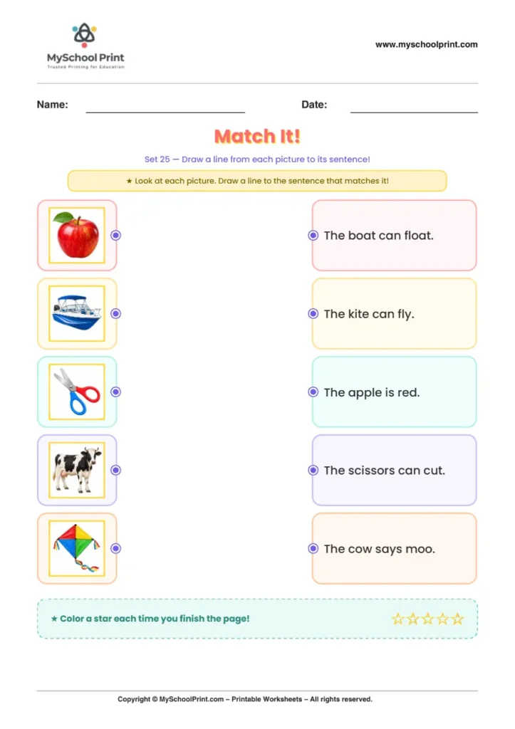 Simple English Reading Worksheet 67 for Kindergarten