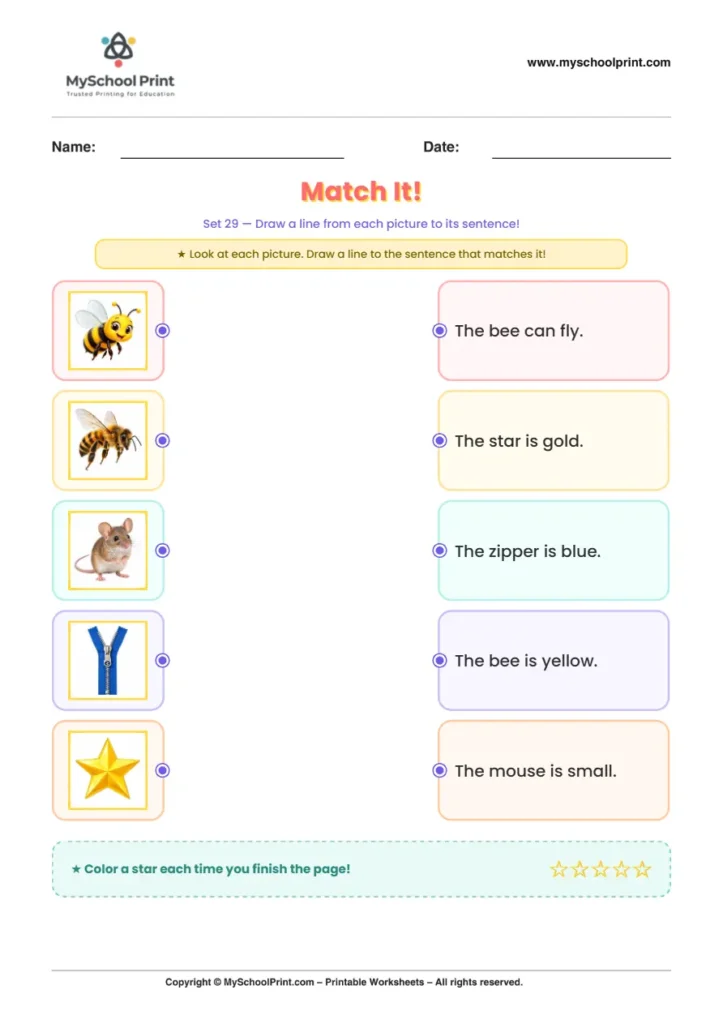 Simple English Reading Worksheet 71 for Kindergarten
