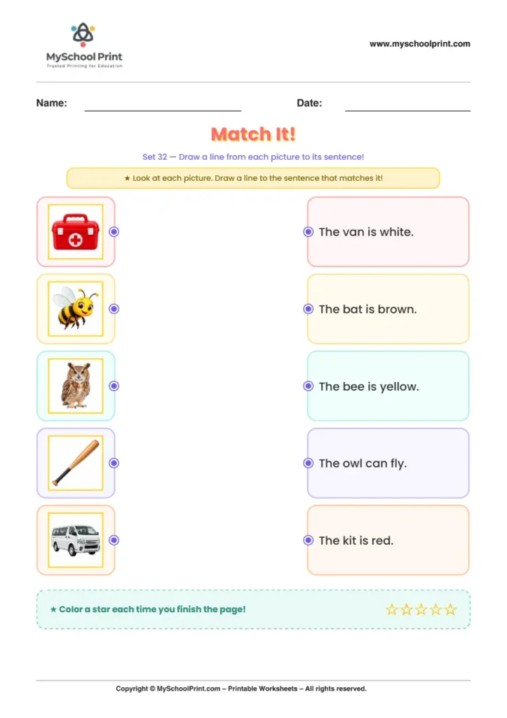 Simple English Reading Worksheet 75 for Kindergarten