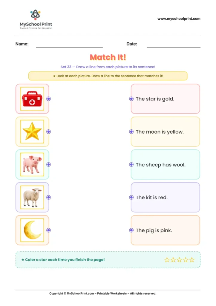 Simple English Reading Worksheet 76 for Kindergarten