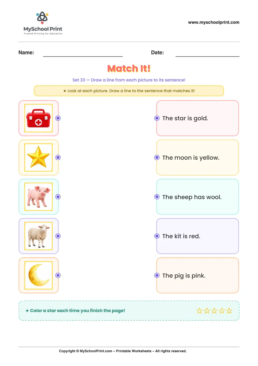 Simple English Reading Worksheet 76 for Kindergarten