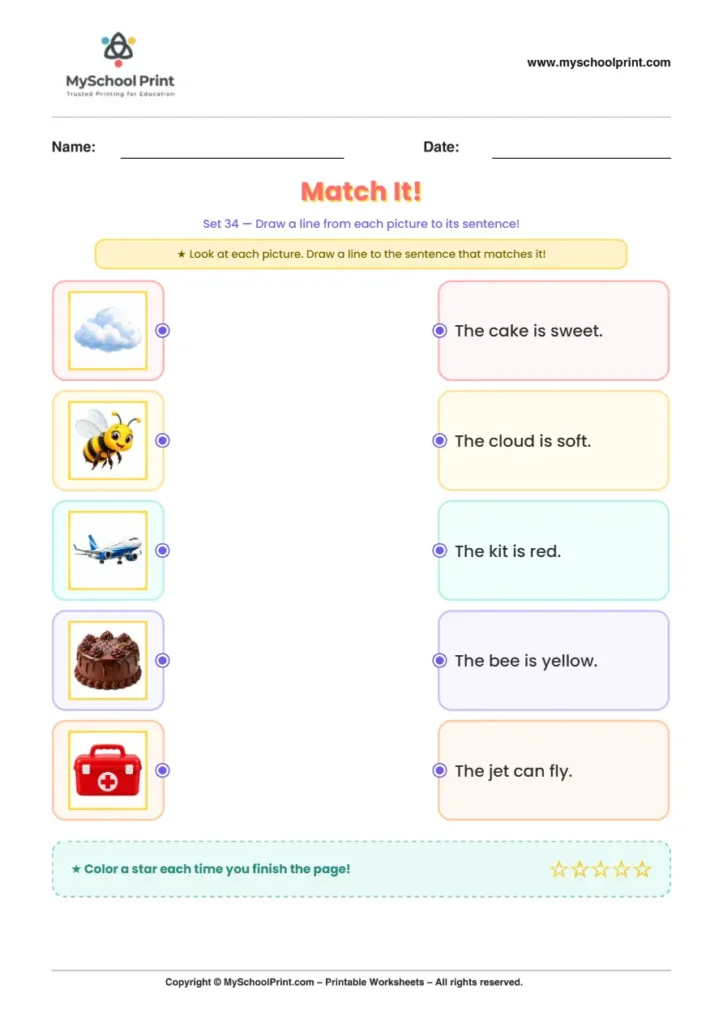 Simple English Reading Worksheet 77 for Kindergarten