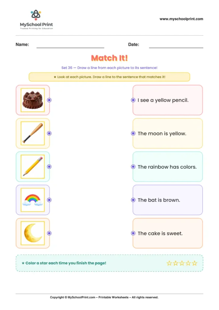 Simple English Reading Worksheet 79 for Kindergarten